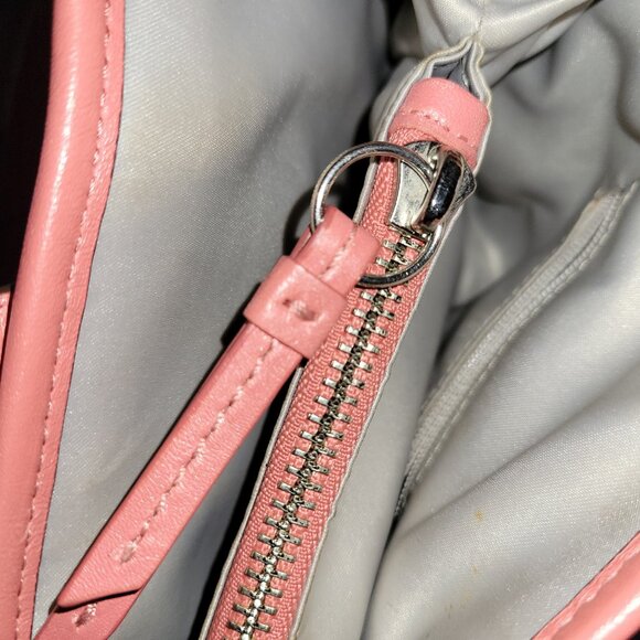 Coach "Carly" Perforated "C" Logo Leather Coral Handbag - Picture 9 of 9